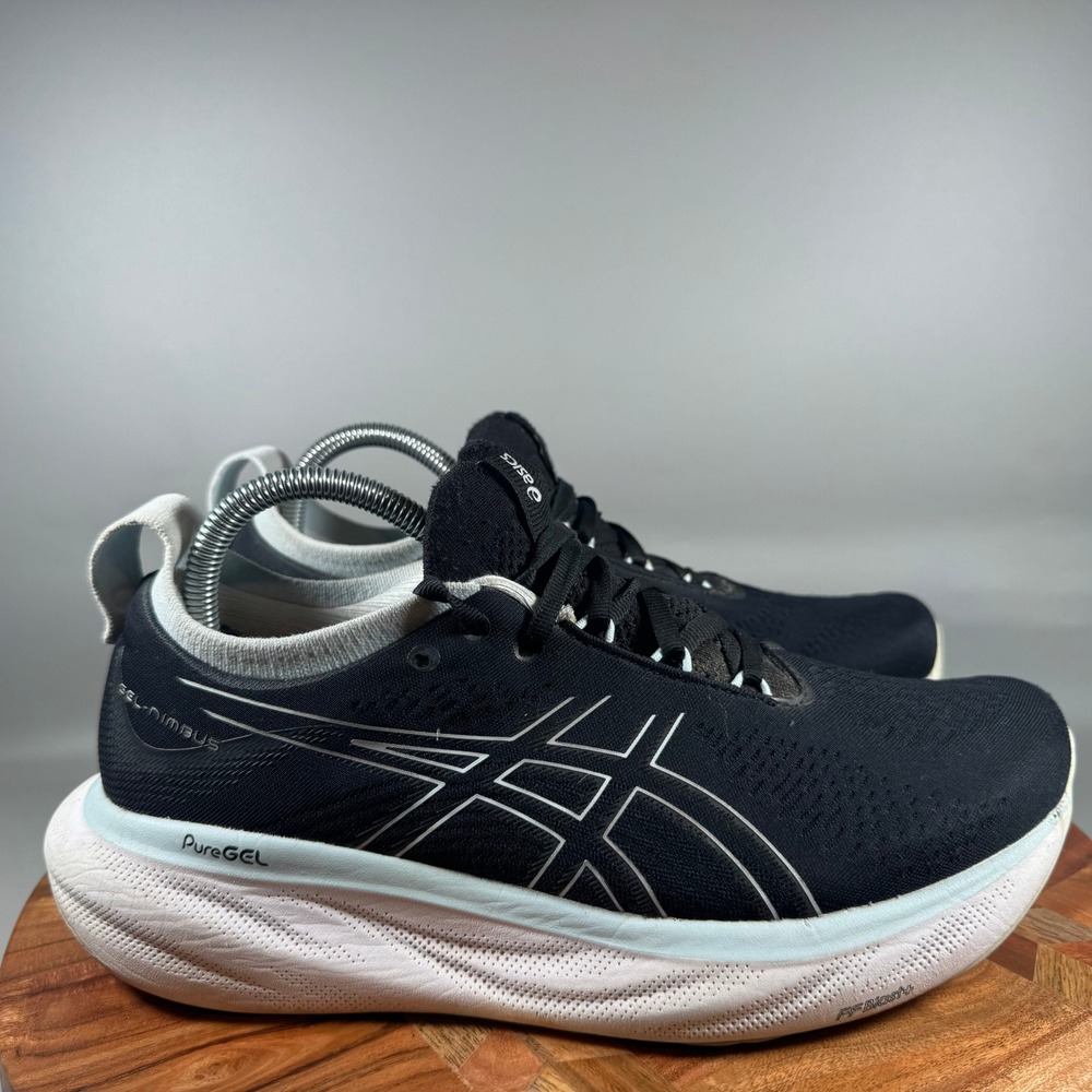 Asics Gel-Nimbus 25 Womens Running Shoes Black Pure Silver 1012B356 Size 9.5